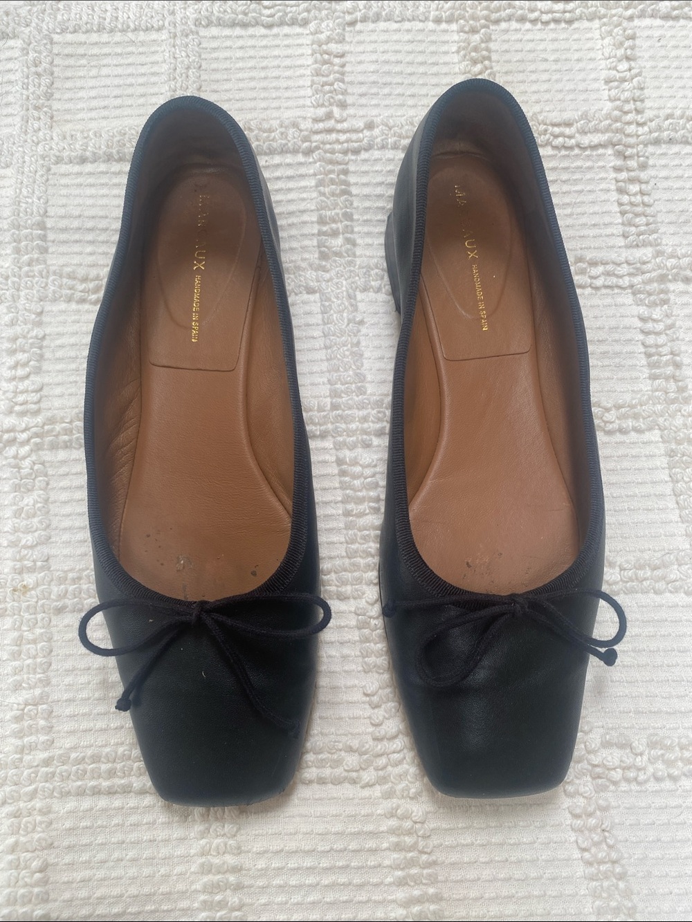 Margaux Ada square toe black leather nappa ballet heels size 39 - Picture 5 of 10